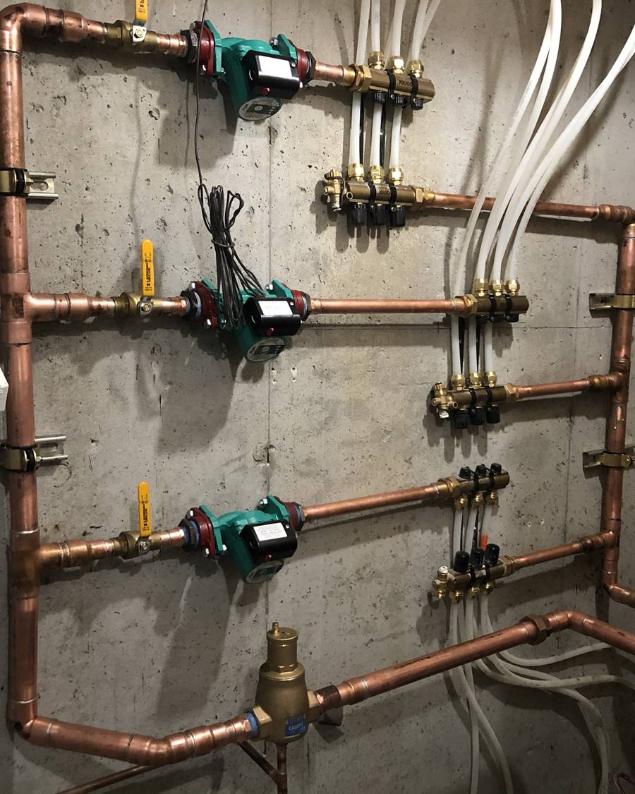 Boiler room we piped with zone pumps and radiant manifolds