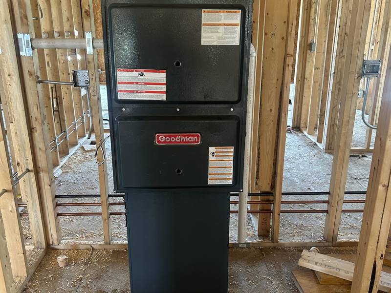 New high-efficiency Goodman furnace set in a new home