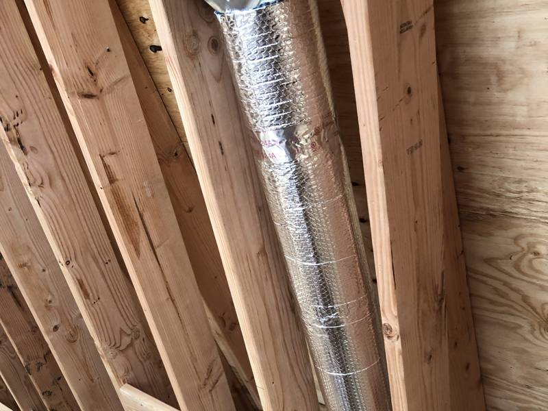 Insulated round duct to an upstairs room