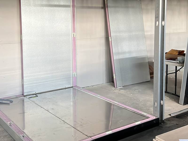 Walk-in floor and first wall panel set