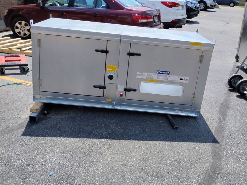 Make-up air unit staged for a restaurant install