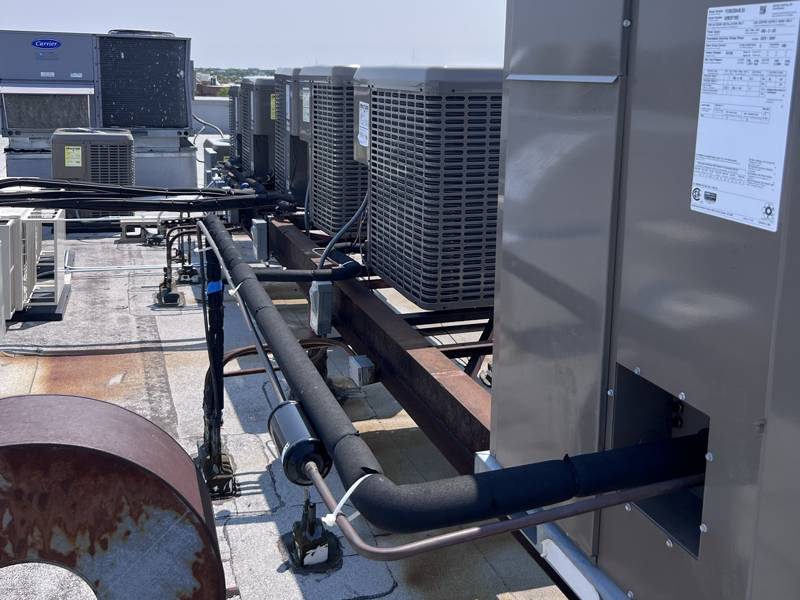 Insulated line sets supported along the rack