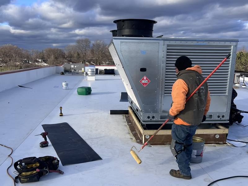 Rooftop unit set on a new curb